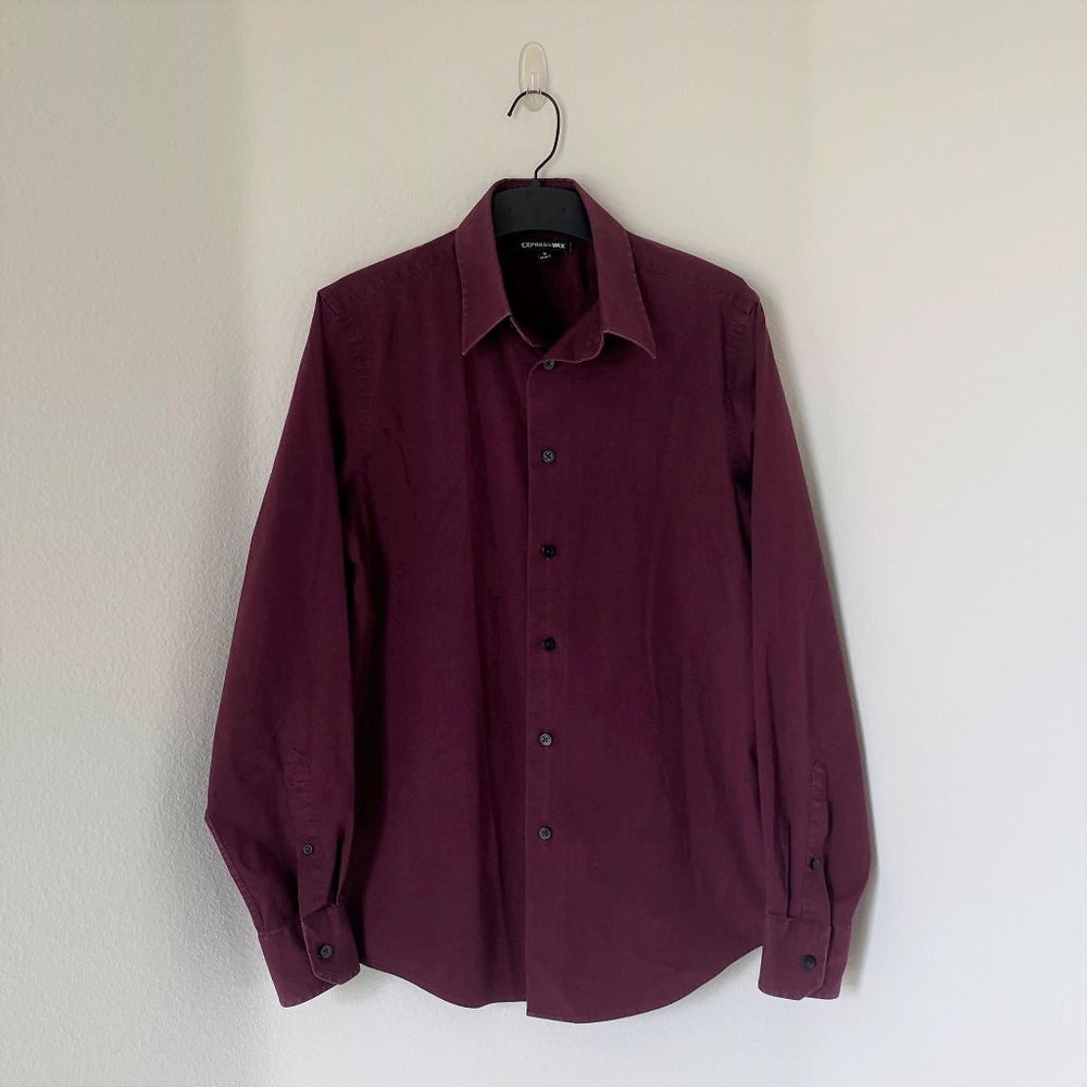 EXPRESS - Men's 1MX Dress Shirt, Plum, Small